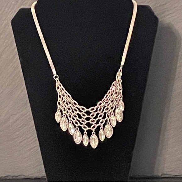 Stunning Faceted Crystals Necklace Silver - Picture 3 of 5